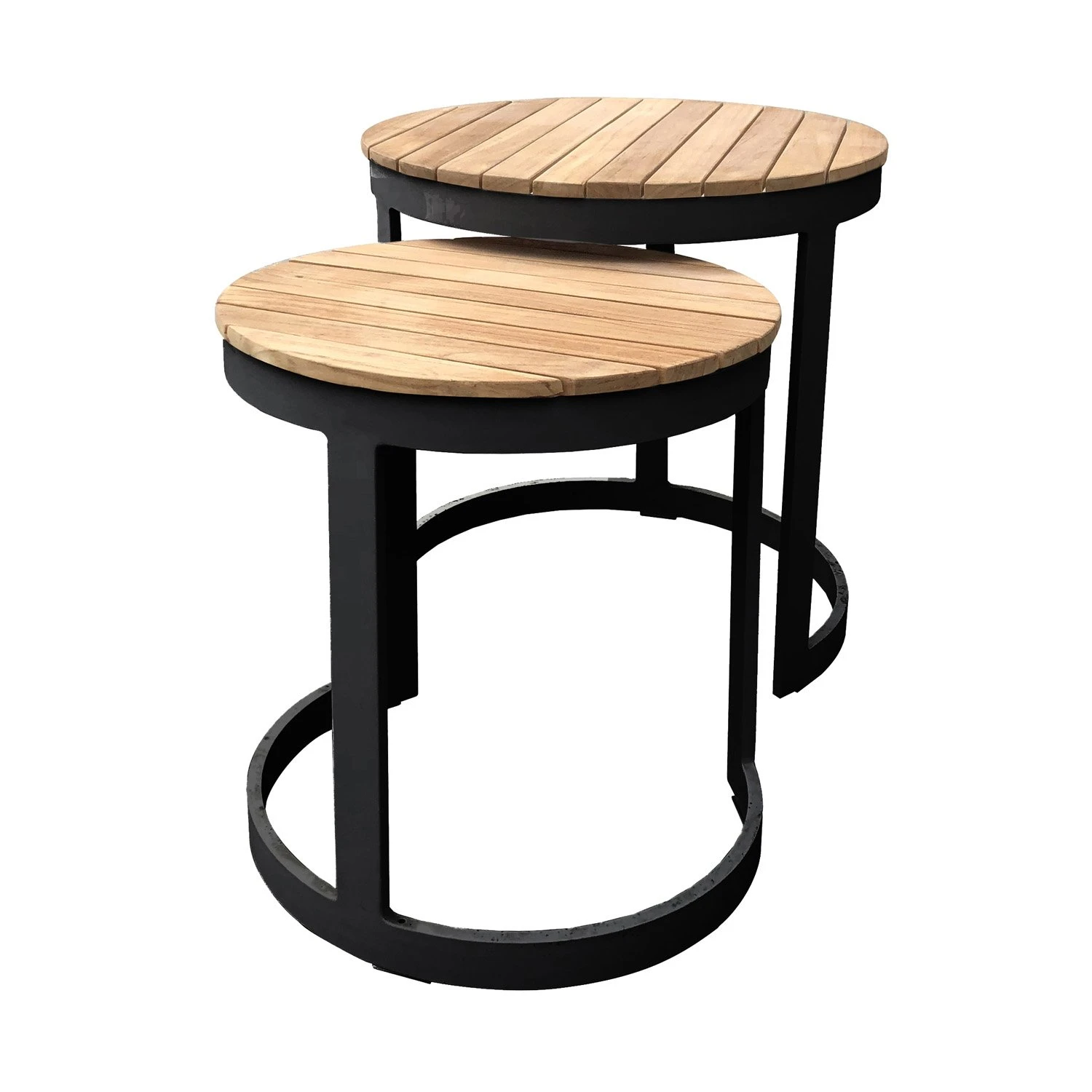 Royal Seasons Aluminium Houten Bijzettafels Zwart - Set Van 2 1 Royal Seasons Aluminium Houten Bijzettafels Zwart - Set Van 2