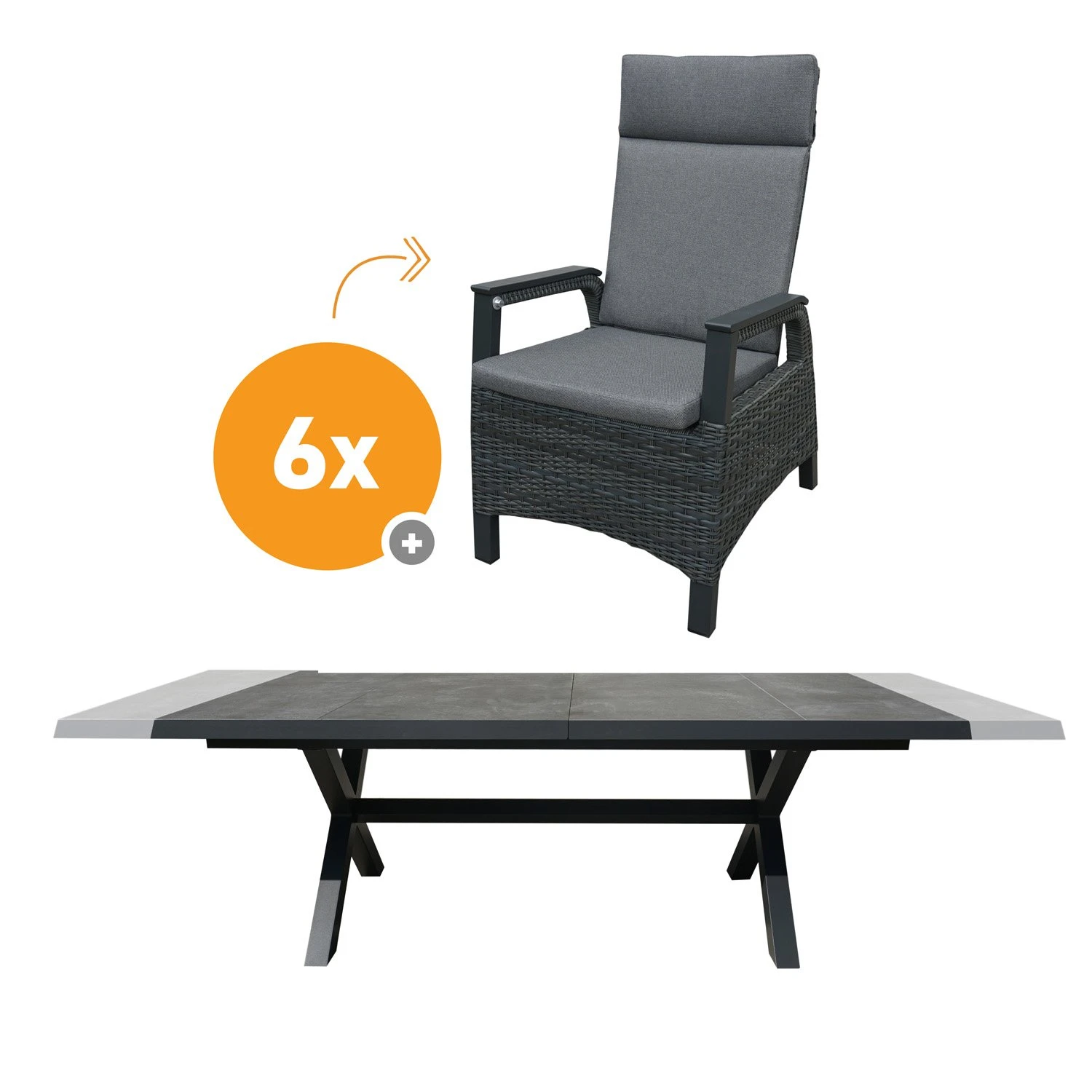 Royal Seasons FABIO DINING Uitschuifbare Tuinset Met 6 Stoelen 1 Royal Seasons FABIO DINING Uitschuifbare Tuinset Met 6 Stoelen