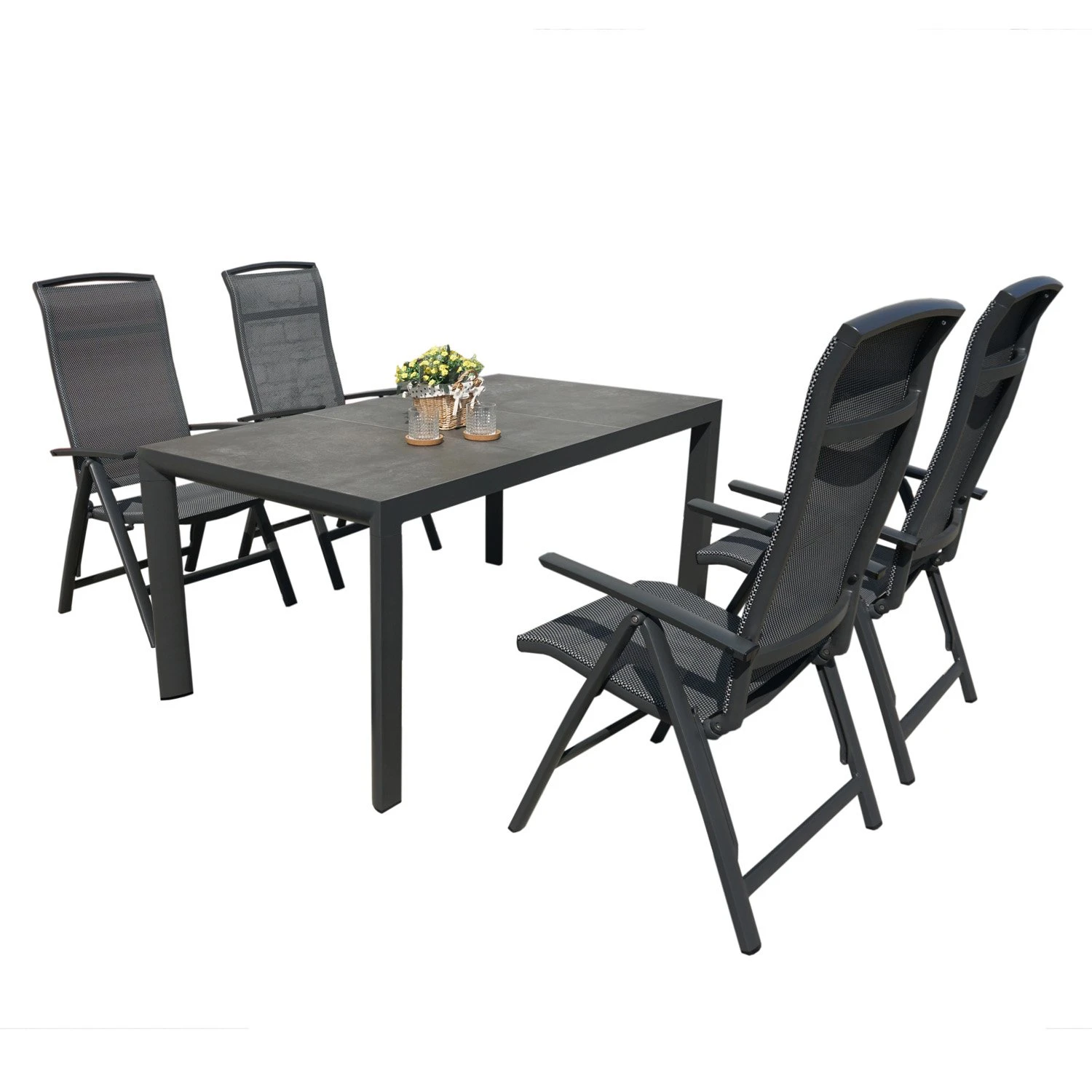Royal Seasons LA PALMA Dining Set Met 4 Stoelen 1 Royal Seasons LA PALMA Dining Set Met 4 Stoelen