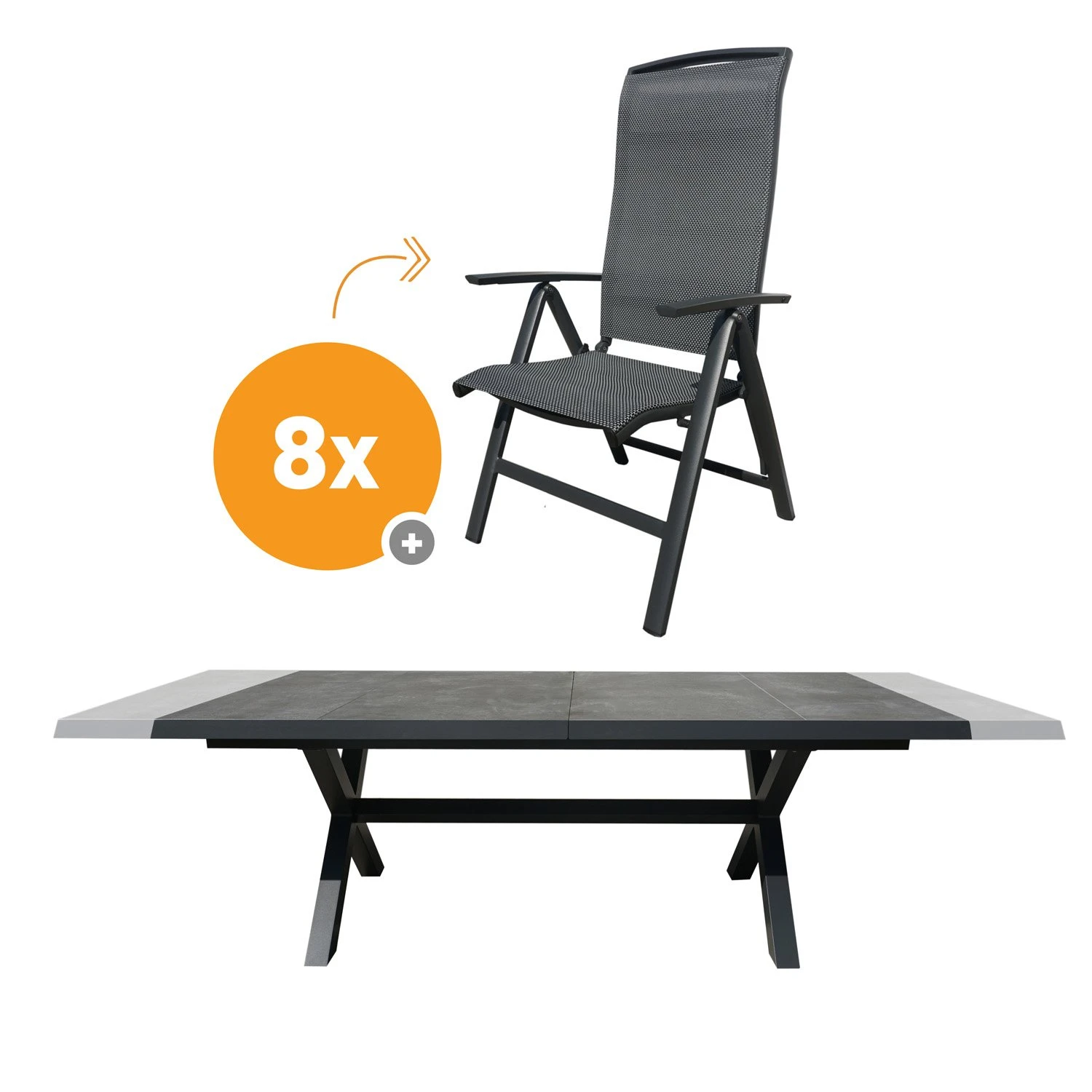 Royal Seasons LA PALMA Uitschuifbare Dining Set Met 8 Stoelen 1 Royal Seasons LA PALMA Uitschuifbare Dining Set Met 8 Stoelen